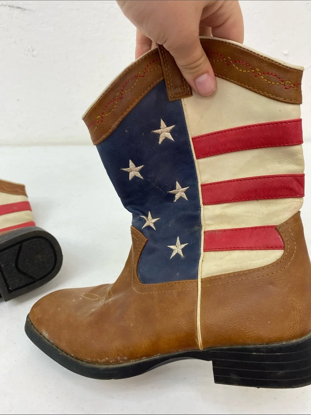 American Flag Western Cowboy Boots - Red, White & Blue boys size 6